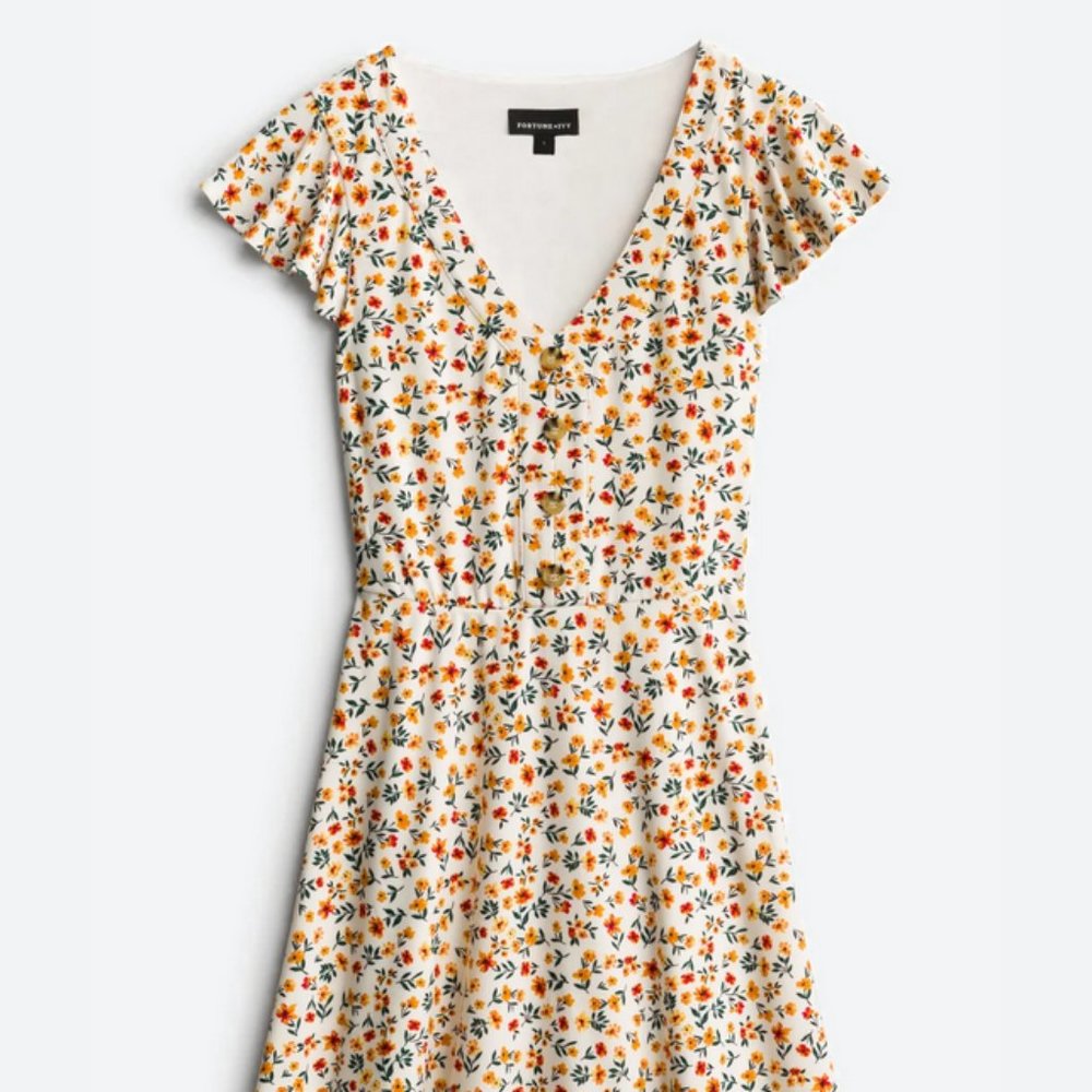 FORTUNE + IVY Jana Button Detail Knit Dress